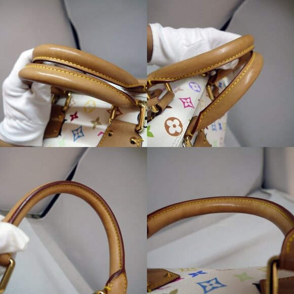 Authentic Louis Vuitton Multicolor Speedy 30 Monogram Sac Hand Bag White Gold - Picture 9 of 15